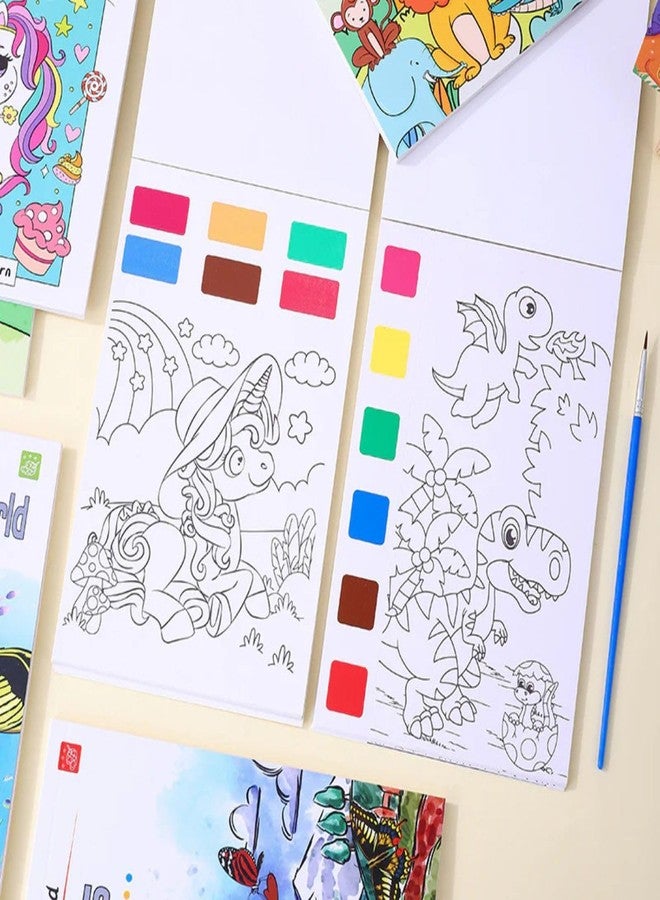 Crackles Magic Water Colouring Pad Book Kids, Coloring Pad Child Educational Toy Magic Book Water Painting for Kids,Watercolor Pocket Books , Birthday Return Gifts (Pack of 6 ) Random Design - Image 2